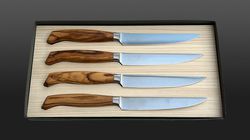 Olivenholz, Set de couteaux à steak Wok